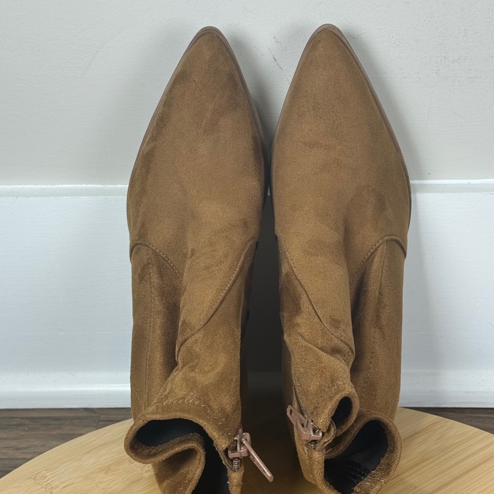 Steve Madden Ankle Boots Women 6M Cognac Brown Excellent Suede Block Heel Bootie - Picture 6 of 10
